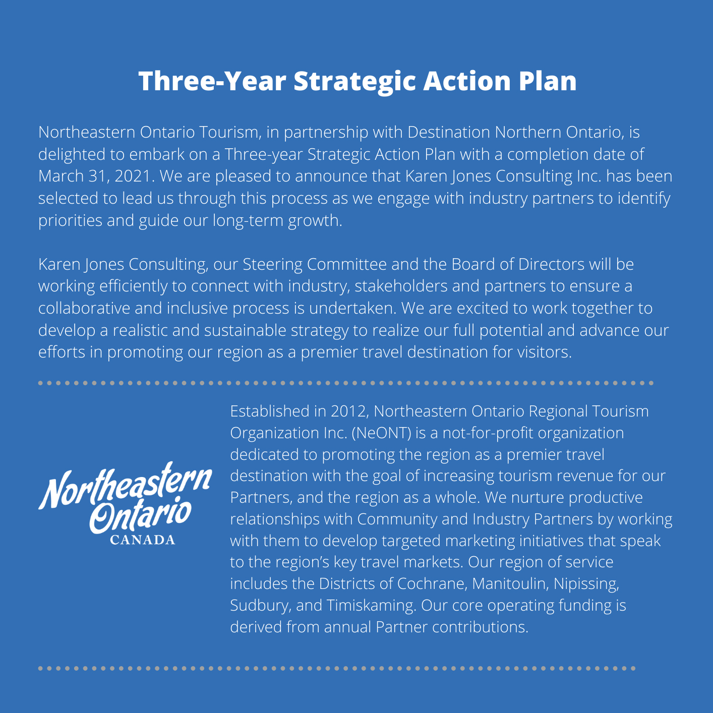 Three-Year Strategic Action Plan - NeONT - Northeastern Ontario Tourism